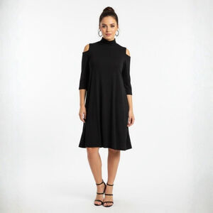 Clara Sunwoo Black Cold Shoulder A-Line Dress - XS